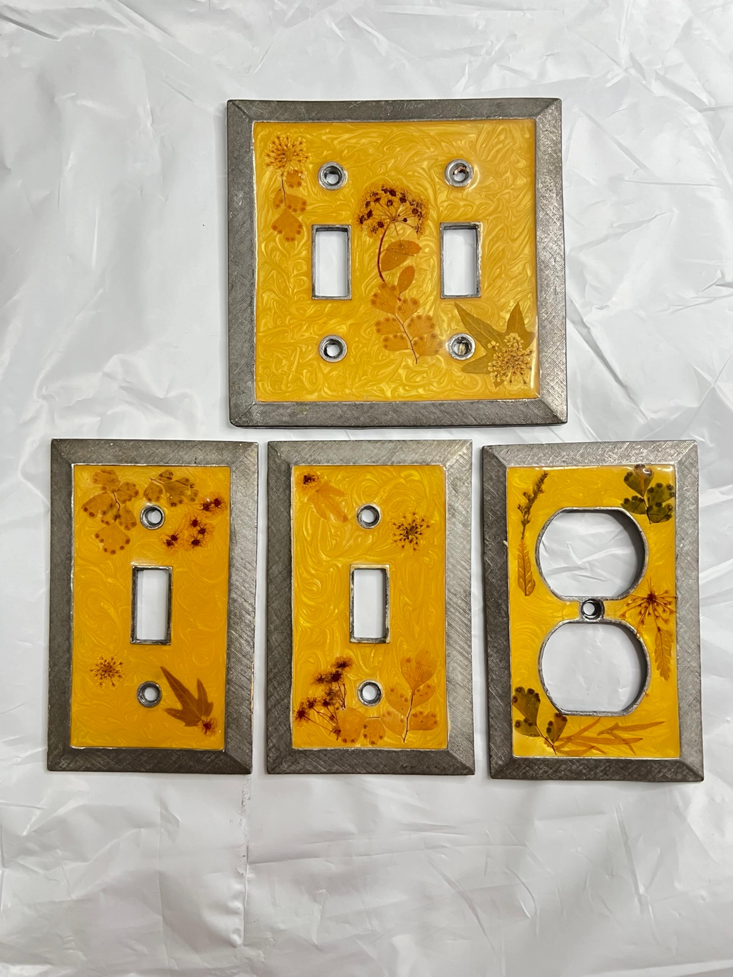 Vintage Anthropologie Metal Floral Light Switch Covers Made In USA