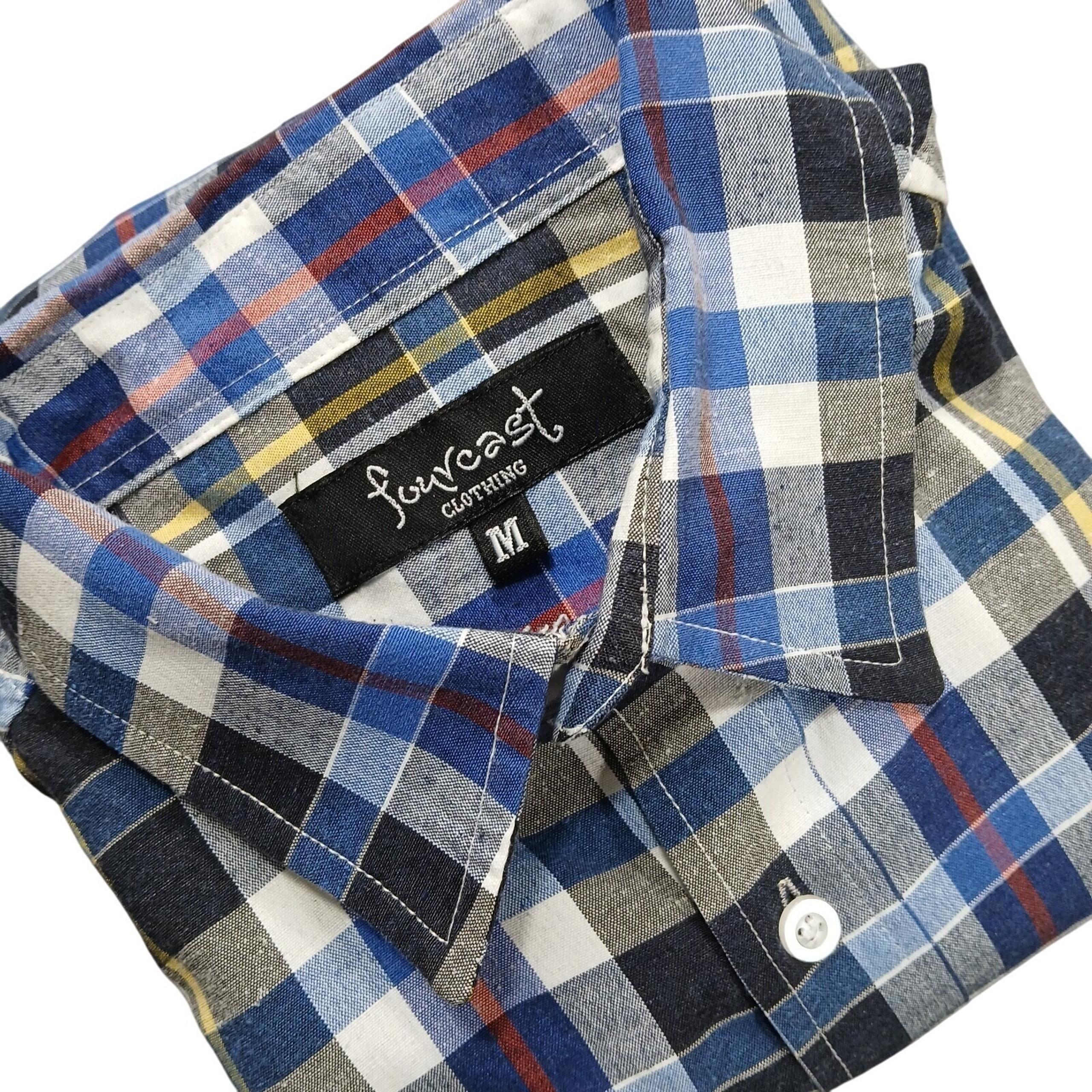 Fourcast Clothing Men's Multicolor Plaid Size Medium Long Sleeve Shirt