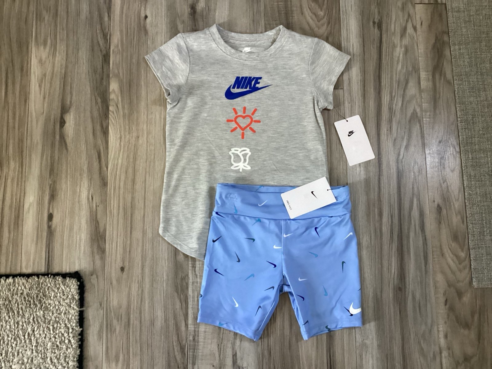 Nike tee & bike shorts outfit girls size 6X(NWT) ~PRICE IS FIRM, NO OFFERS~