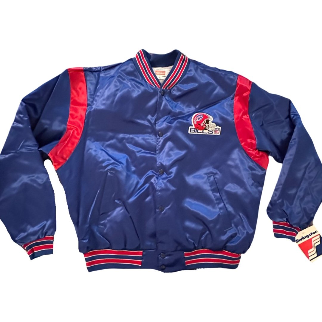 Vintage NFL Buffalo Bills Bomber Swingster Satin Jacket 80s 90s NOS XL New