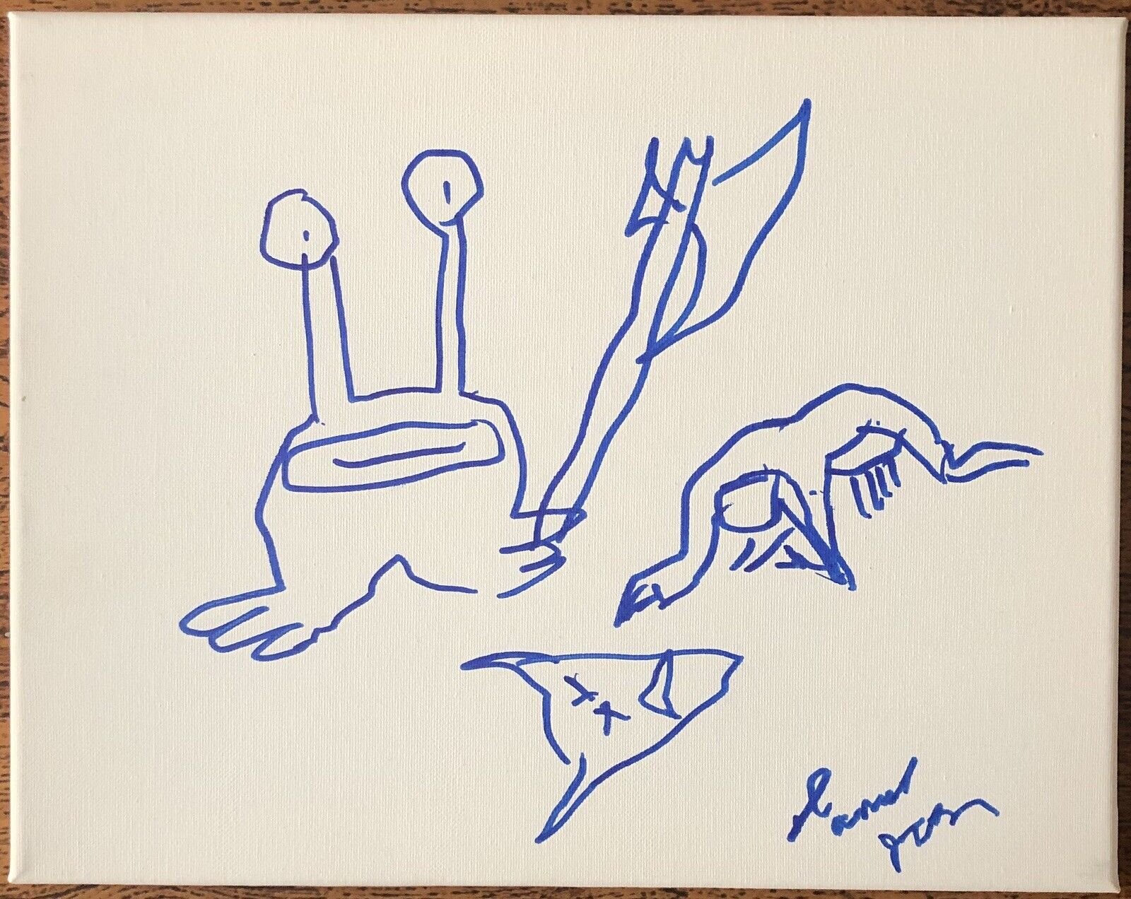 DANIEL JOHNSTON ORIGINAL ART 11x14 CANVAS SIGNED AUTOGRAPHED JSA COA