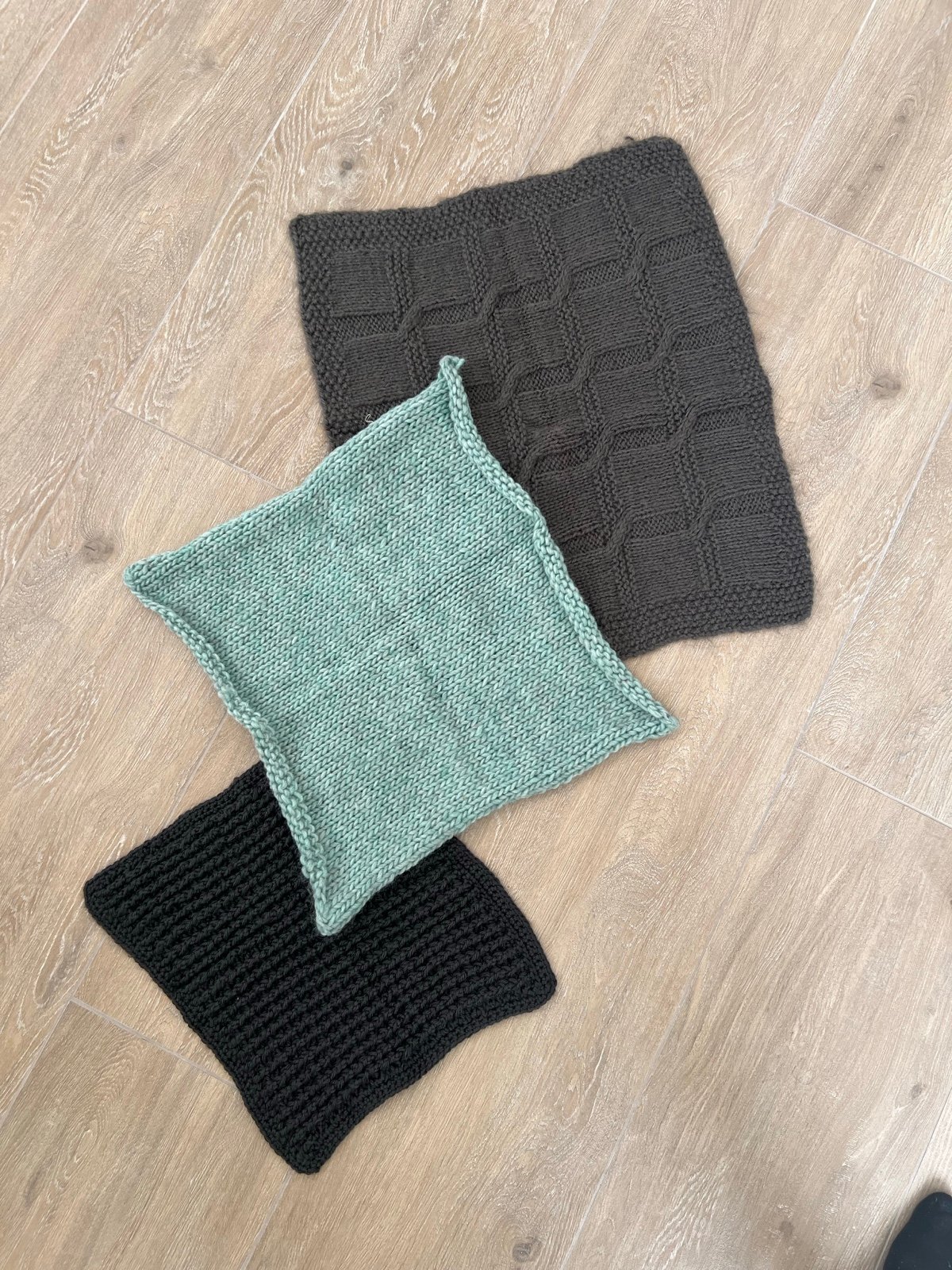 Set of 3 knit mini blankets newborn baby photo prop