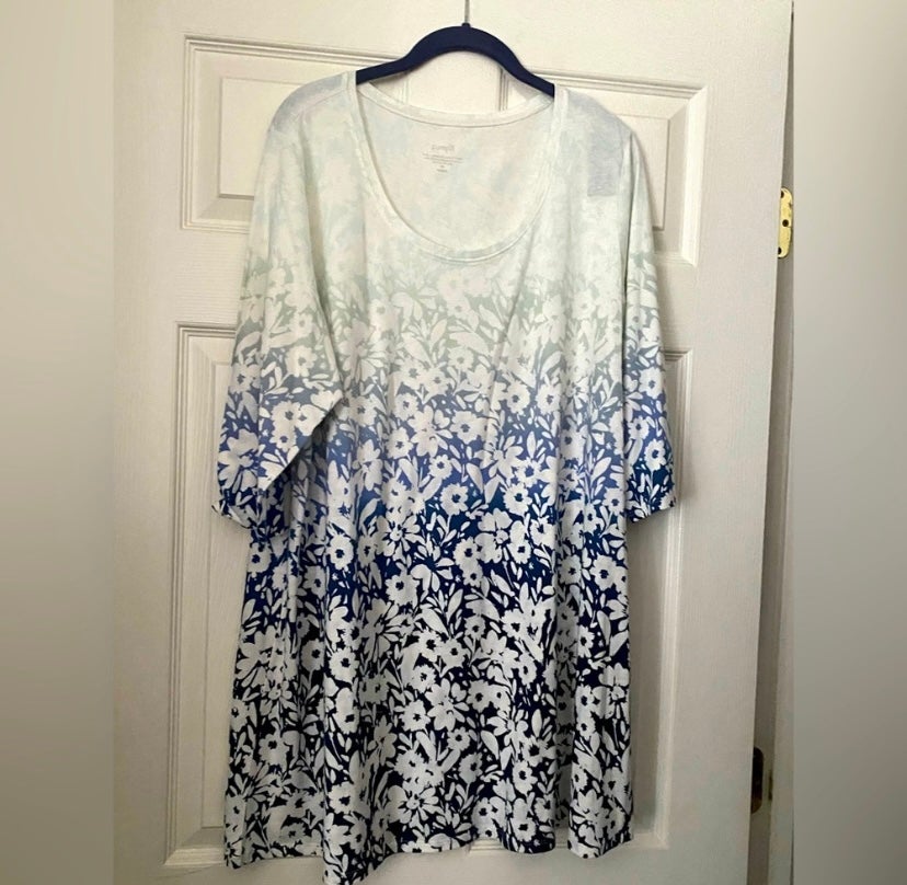 J.Jill Pure Jill Ballet sleeved tunic size 2X blue green white