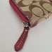 Coach Long Wallet Accordion Zip Around Red Pink Purple Beige Large Logo
