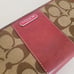 Coach Long Wallet Accordion Zip Around Red Pink Purple Beige Large Logo