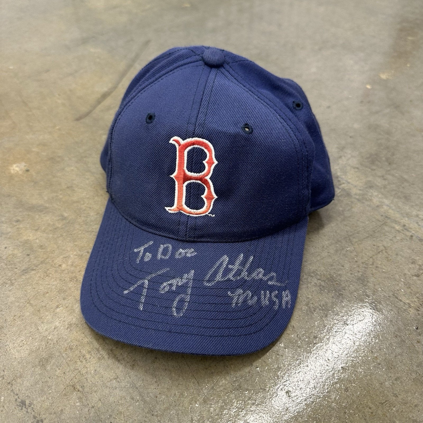 Vintage 90s Boston Red Sox Starter SnapBack Hat Autographed Tony Atlas Mr USA