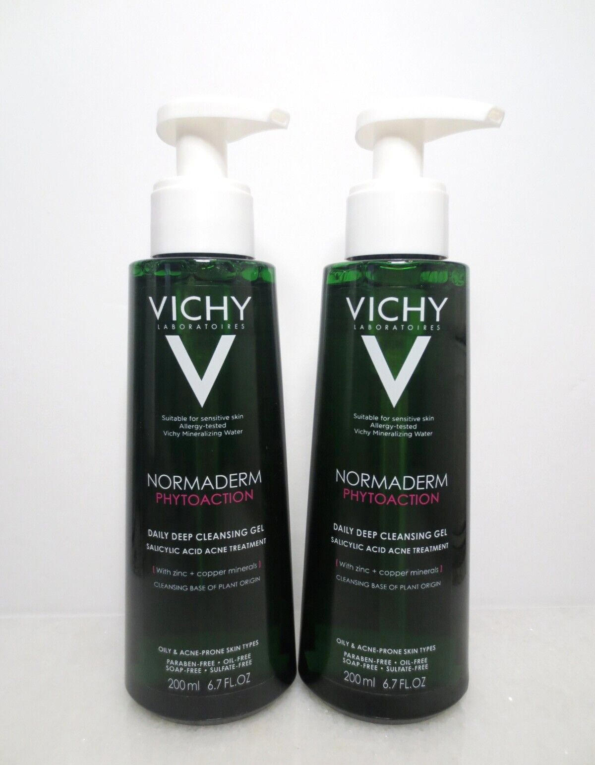 (2) VICHY NORMADERM PHYTOACTION DAILY DEEP CLEANSING GEL 6.7OZ NEW WITH PUMP