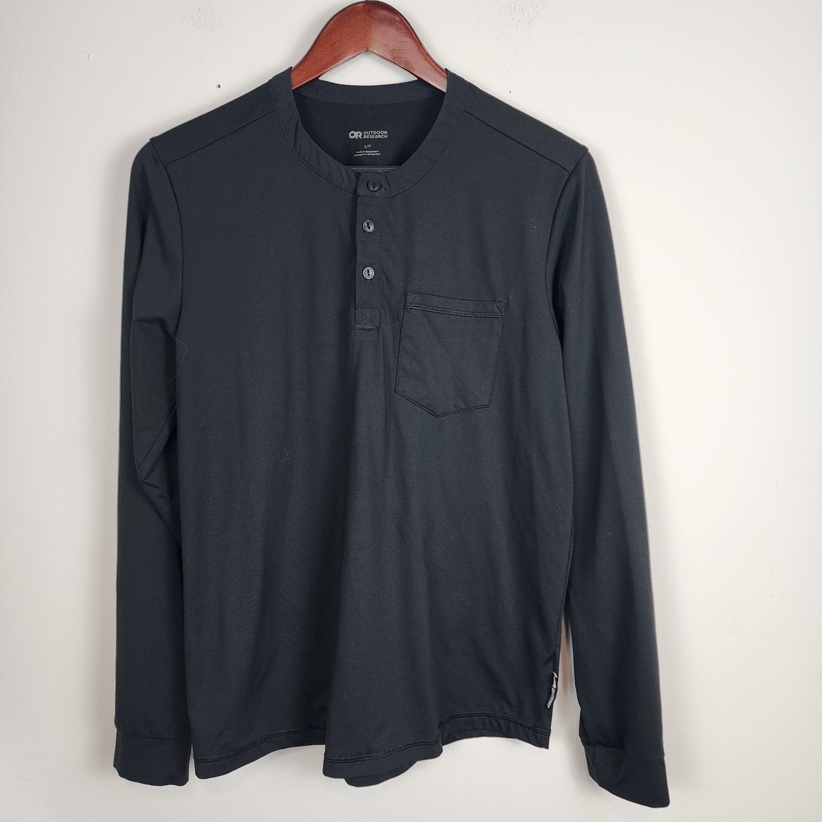 Outdoor Research Baritone Long Sleeve Black Henley Men's Size Small