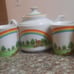 Vintage Rainbow Tea Set Cottage Teapot 4 Mugs Cup Enesco Ceramic 1978