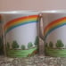 Vintage Rainbow Tea Set Cottage Teapot 4 Mugs Cup Enesco Ceramic 1978