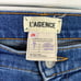 L'Agence Jeans 26 Angelique Studded High Rise Slim Raw Hem Dark Wash Stretch