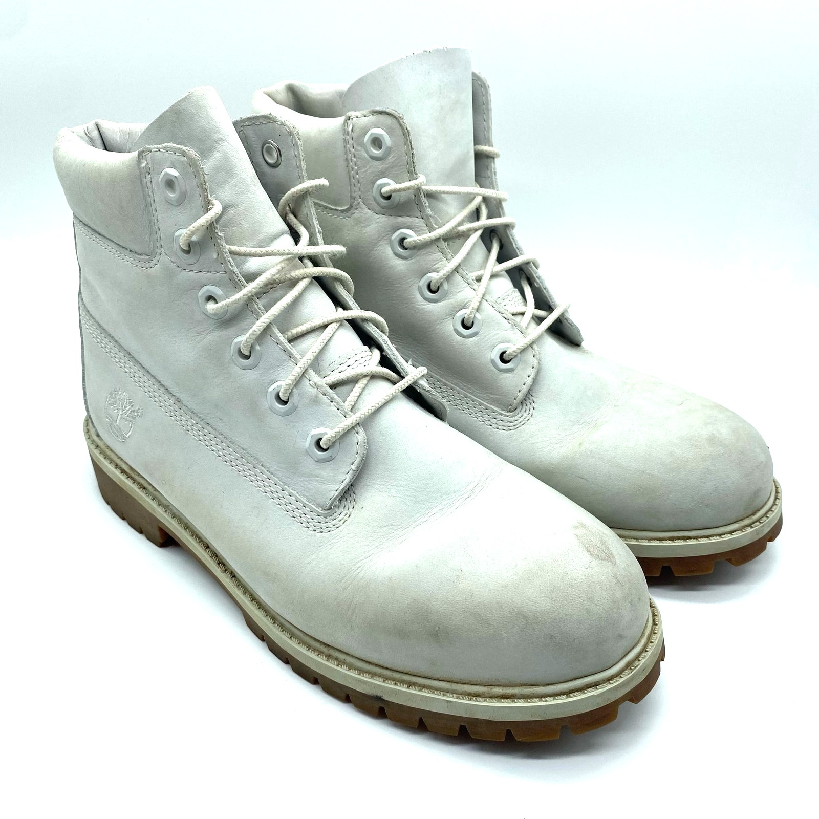 Timberland Women's size 8 Cream White Waterproof Leather Classic Lace-Up Boots