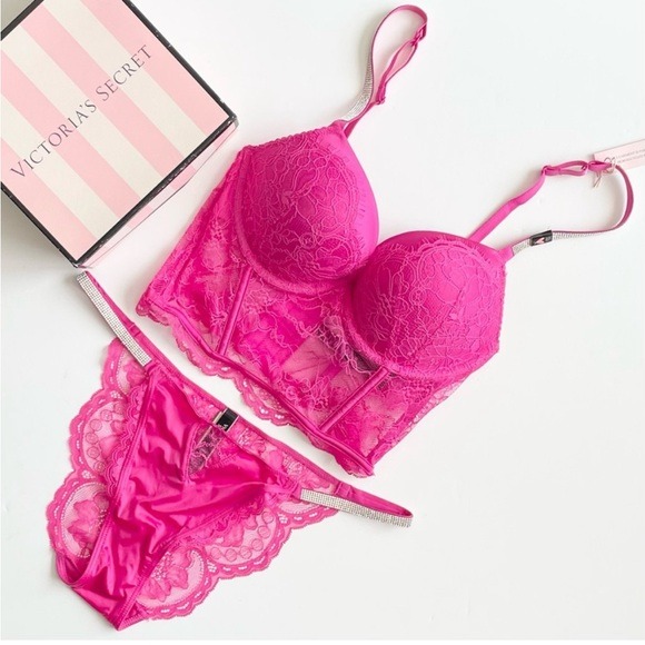 34D MEDIUM Victoria’s Secret pink bling bra set