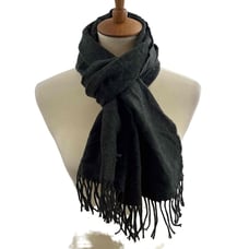 Cashmere Scarf Made in Scotland Dark Gray Fringed Ends Rectangle Unisex