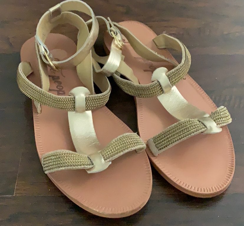 Free People Gold Gladiator Sandals 40