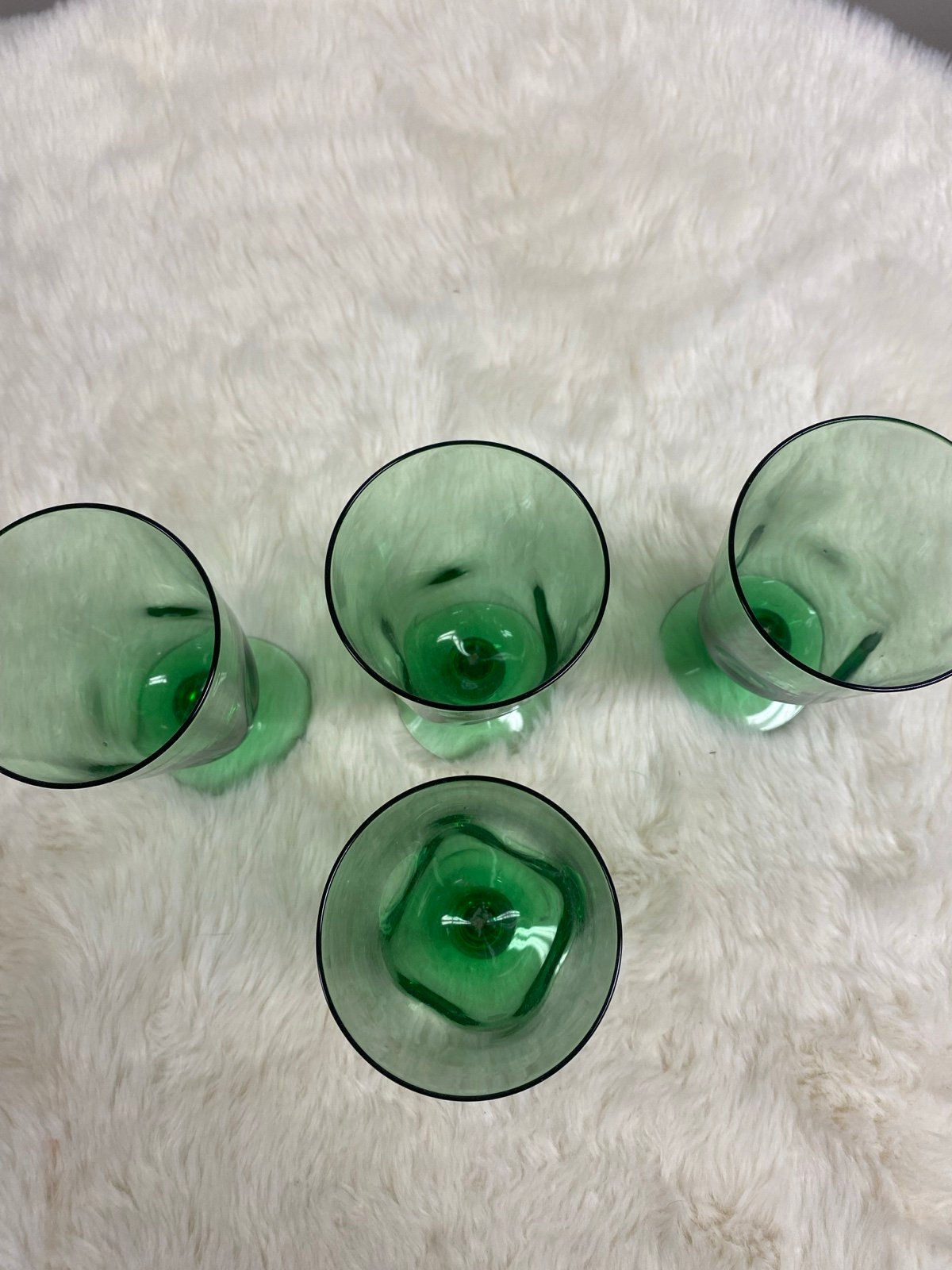 Vintage hand blown green goblets 4pc set