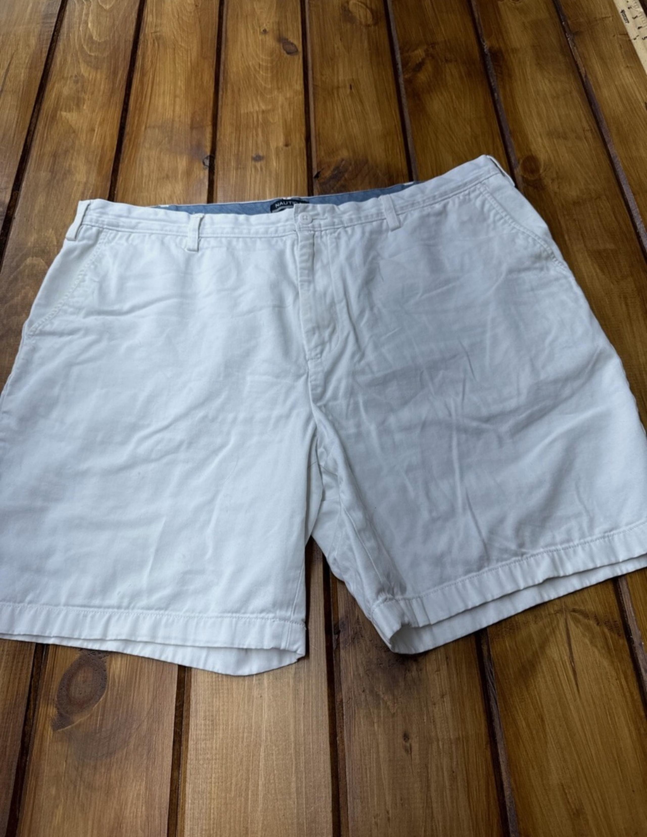 Nautica Shorts Mens 38W White Chino Cotton Classic Fit Nautical Summer Casual