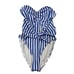 Onia Women’s Blue/White Striped Bandeau Strapless One Piece Swimsuit Size Large