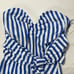 Onia Women’s Blue/White Striped Bandeau Strapless One Piece Swimsuit Size Large