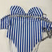 Onia Women’s Blue/White Striped Bandeau Strapless One Piece Swimsuit Size Large