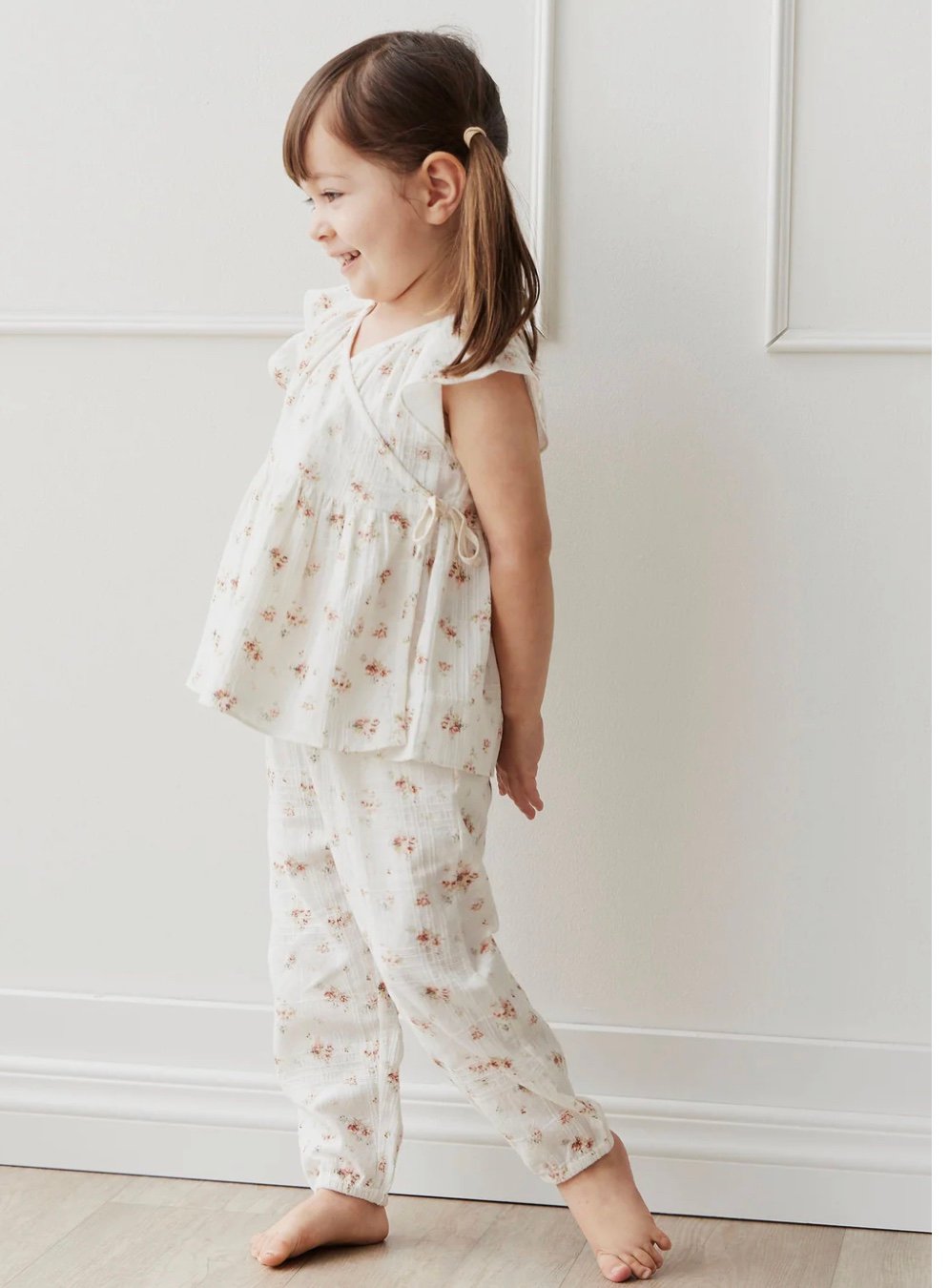 Soor Ploom 6Y Frill Tee, Natural Pointelle VGUC Girls (4+)