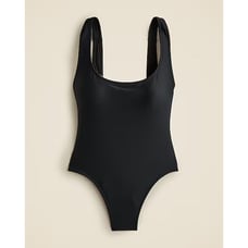 J CREW NWT Swimsuit Sz16 Black Sporty One-Piece Low Scoop Back High Leg Modest