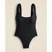 J CREW NWT Swimsuit Sz16 Black Sporty One-Piece Low Scoop Back High Leg Modest
