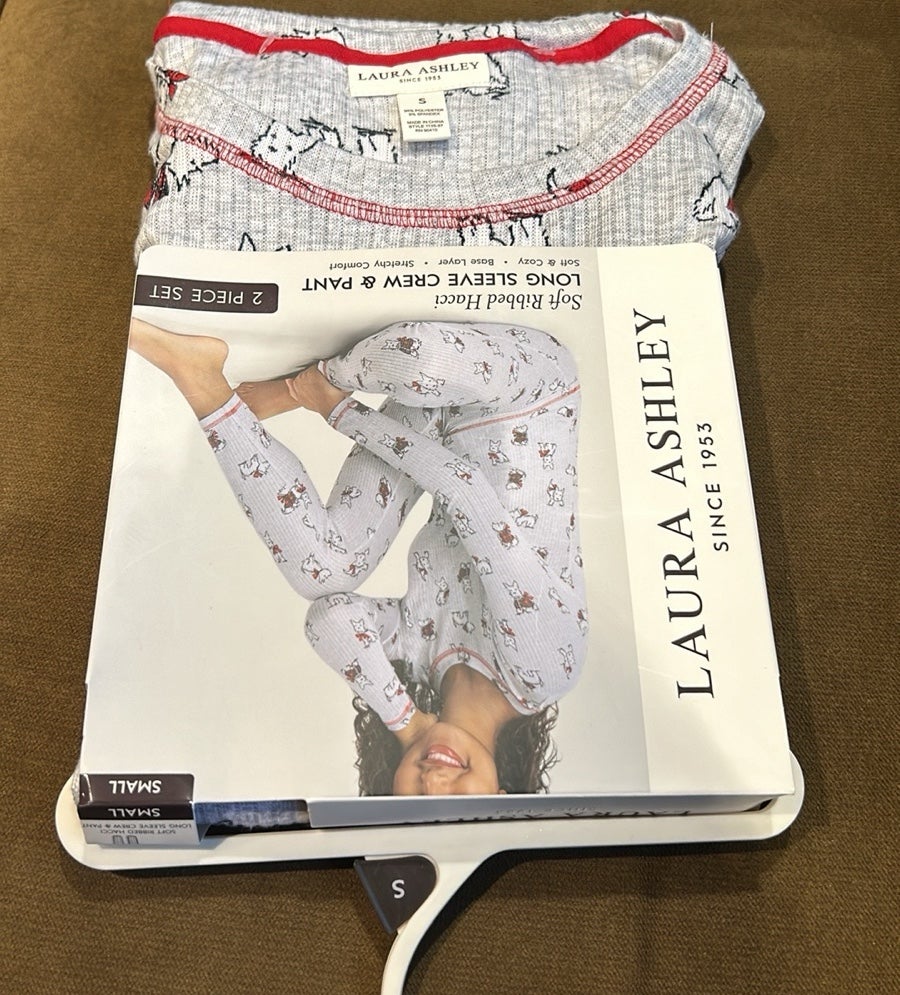Laura Ashley Pajama Set West Highland Dog Scottie sz S Christmas Westie New