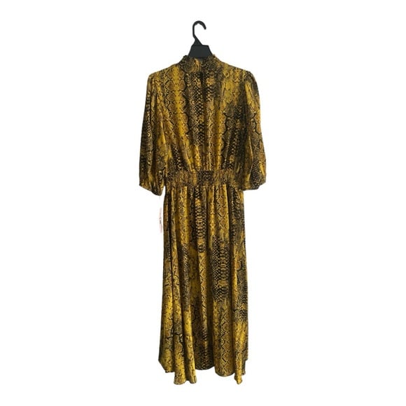 Nanette Lepore Drop tail Reptile Black/Yellow/gold Dress Size 10 100% Polyester
