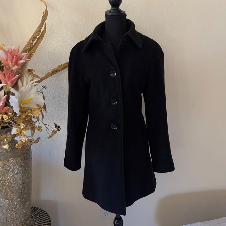 Preston & York Wool Trench Coat with Hot Pink Lining Trim NWOT sz 12