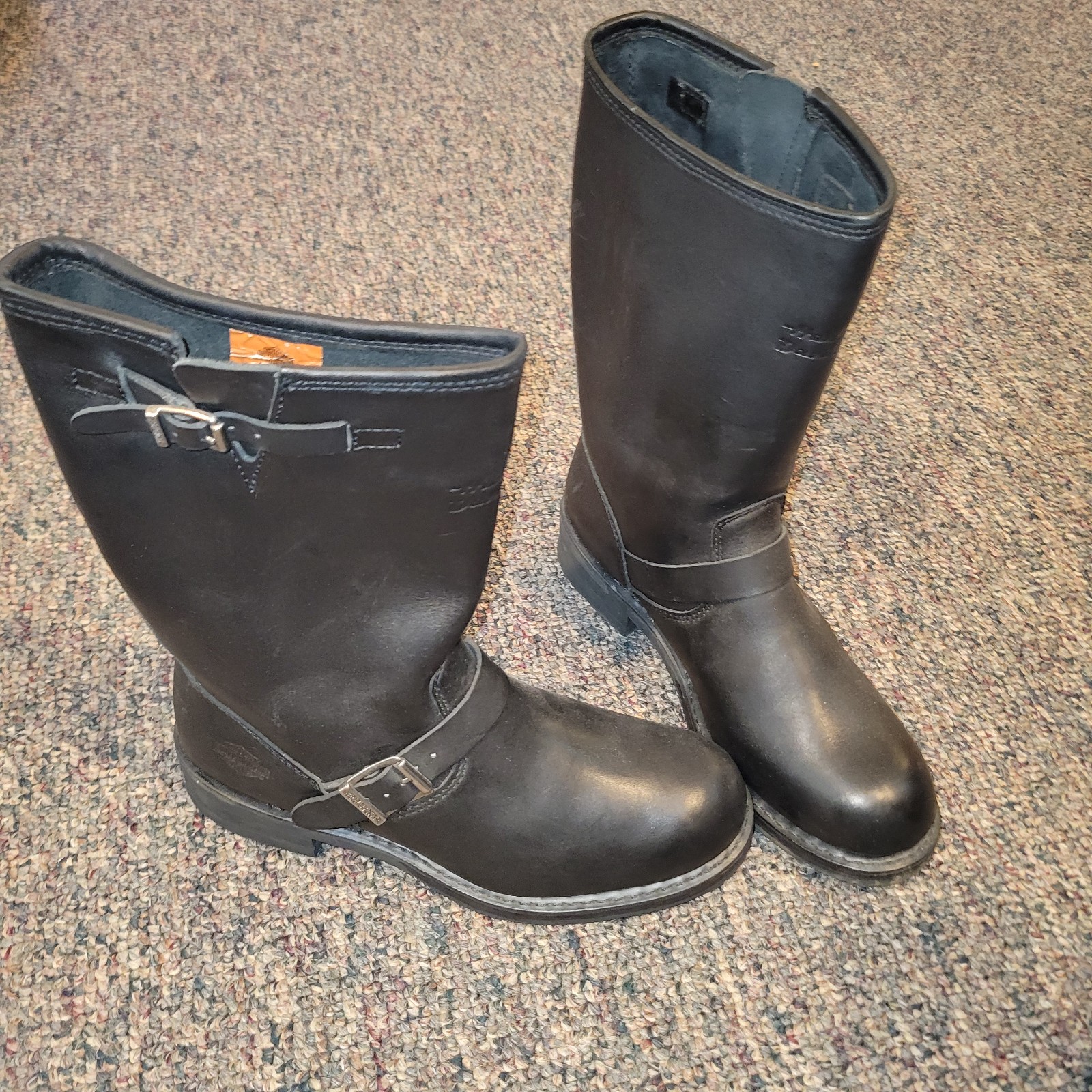 Harley Davidson Steel Toe Black Leather Buckle Boots Mens 9.5