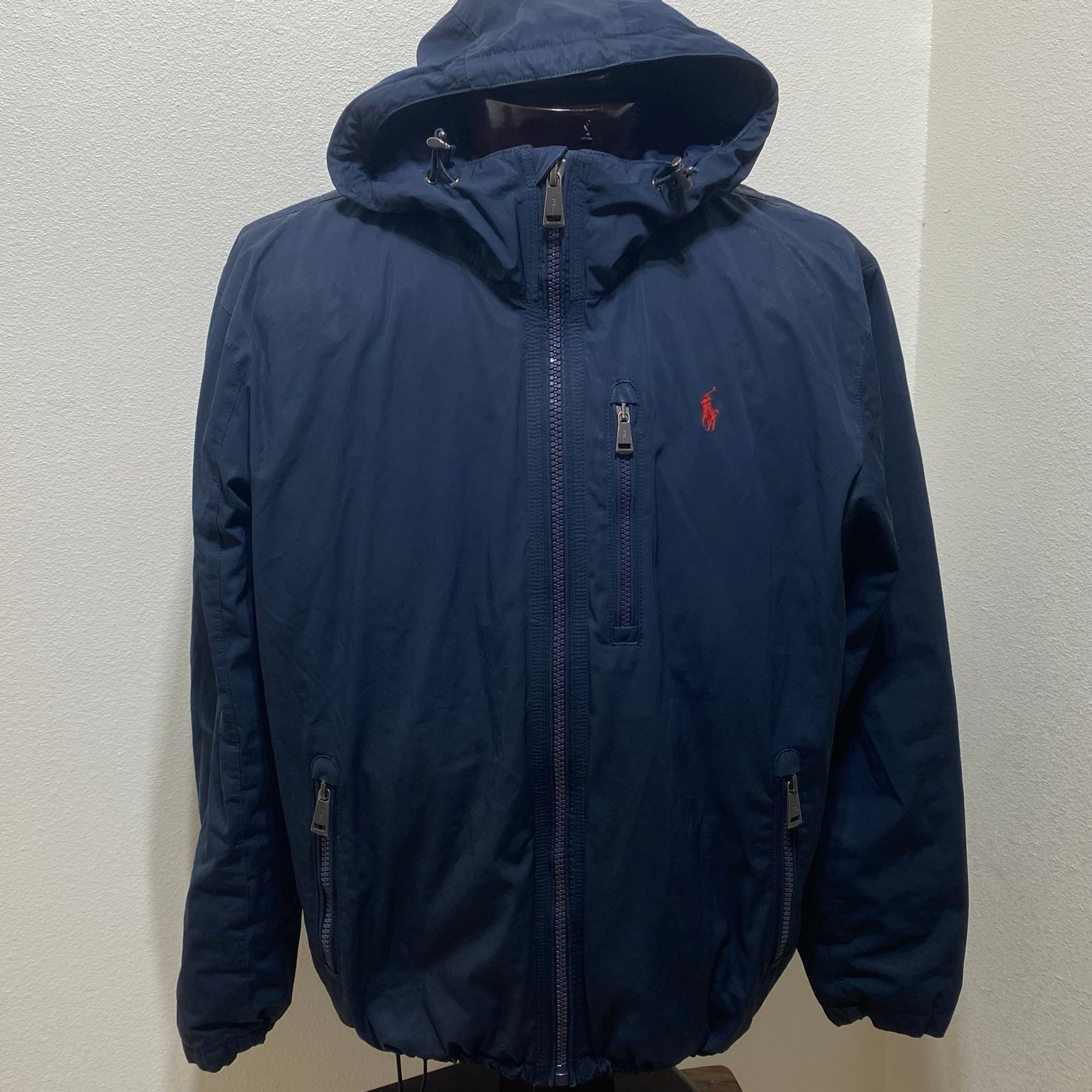 Polo Ralph Lauren Hooded Anorak Down Jacket Coat Navy Blue Men’s Size Large