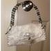 Genuine Goat hide fur small handbag, with top handles, silver gray