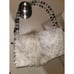 Genuine Goat hide fur small handbag, with top handles, silver gray