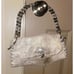 Genuine Goat hide fur small handbag, with top handles, silver gray