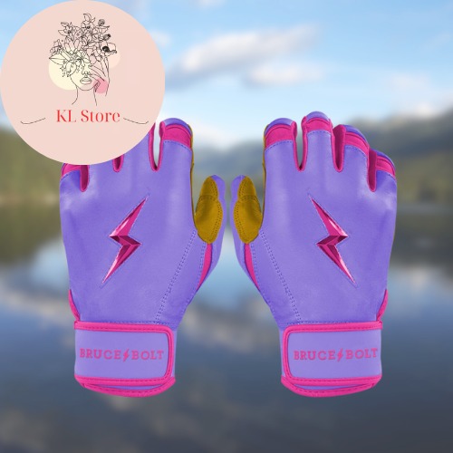 NWT Bruce Bolt Adult BADER Series Short Cuff Batting Gloves |Lavender| Sz: L