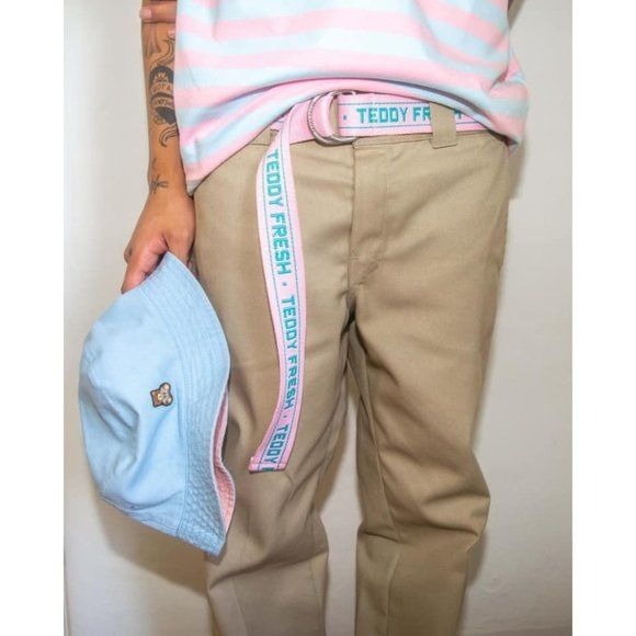 teddy fresh pink belt with teddy fresh logo 51 fabric 53 with buckle