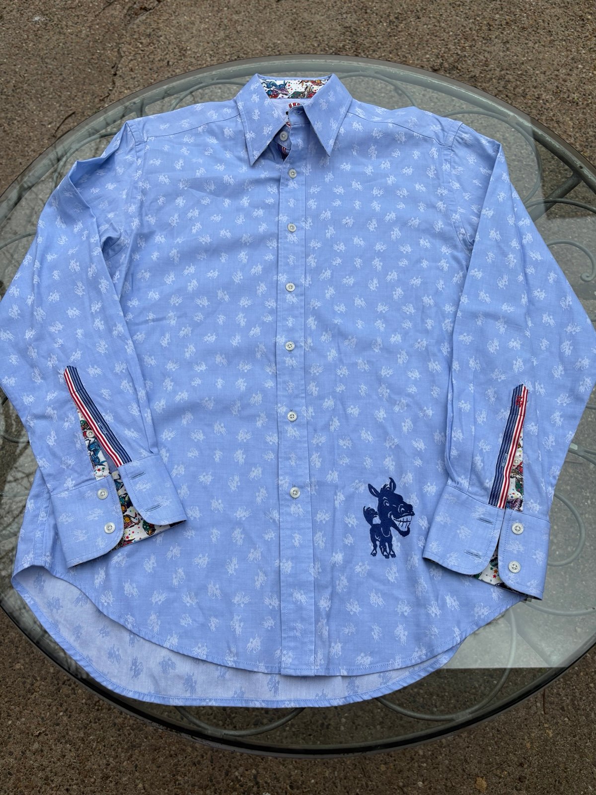 Robert Graham Men's M Shirt Long Sleeve Red White Blue USA UNCLE SAM RARE donkey