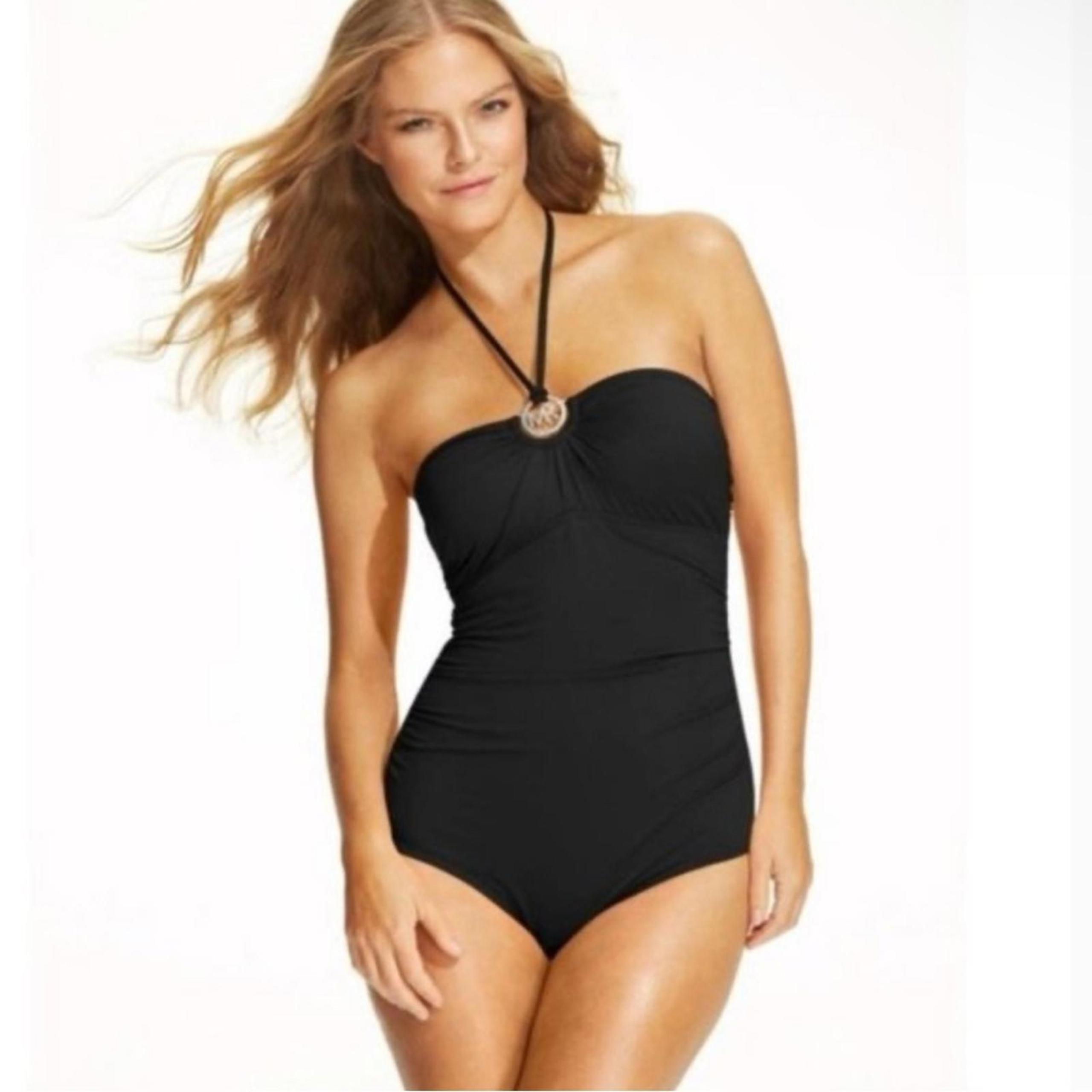 Michael Kors Swim One Piece Bathing Suit Women's 8 black​ gold
