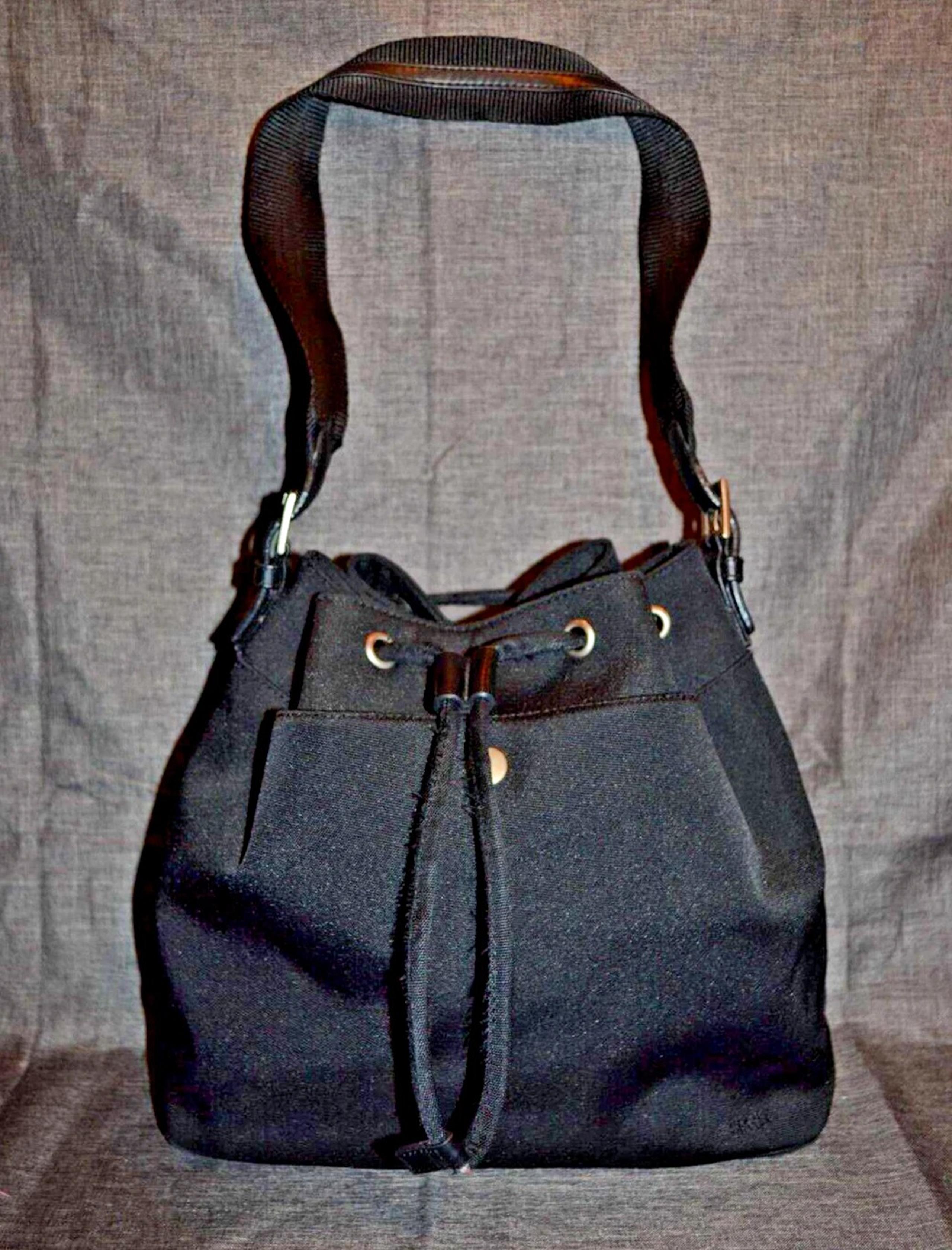 Y2K Esprit Black Shoulder Bag Drawstring Purse FAST SHIPPING