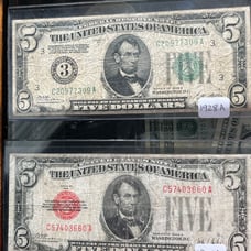 1928 5 notes different color seals