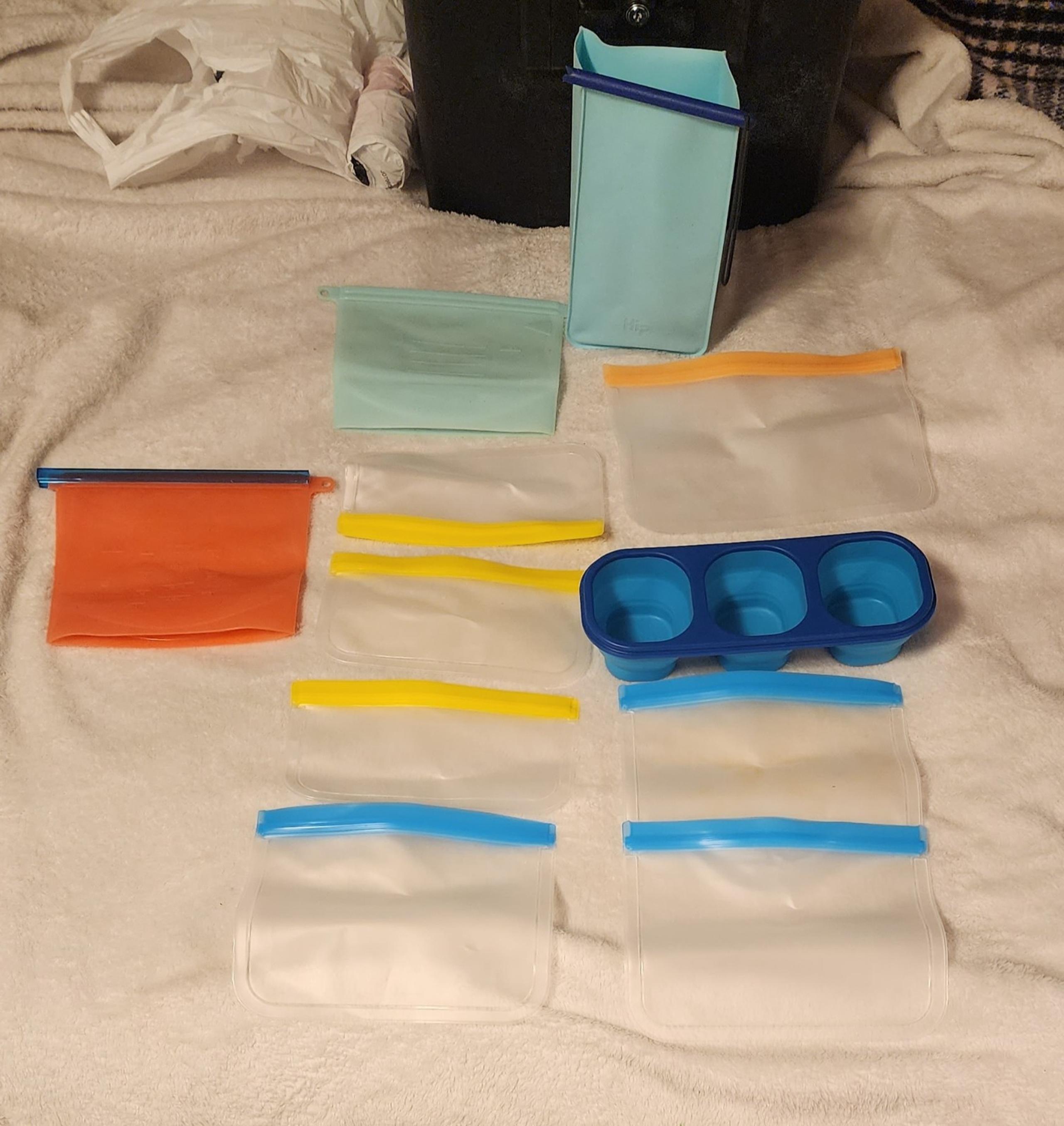 Hip Reusable Ziplock Bags Silicone Bags Large Food Storage Containers  Lot Of 11