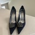 Stuart Weitzman Satin Crystal Flower Pointed Toe Rose Pumps Heels. 6.5