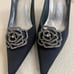 Stuart Weitzman Satin Crystal Flower Pointed Toe Rose Pumps Heels. 6.5
