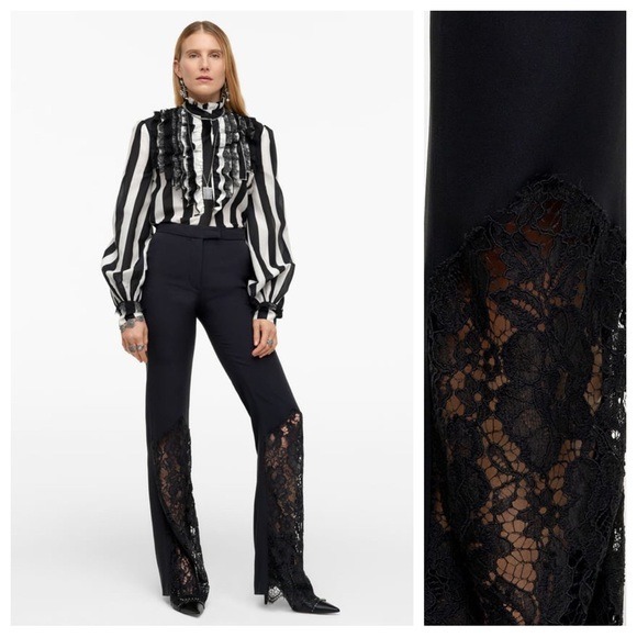 NWT. Zara Limited Edition Black High-Waisted Lace Trousers/Pants. Size S.
