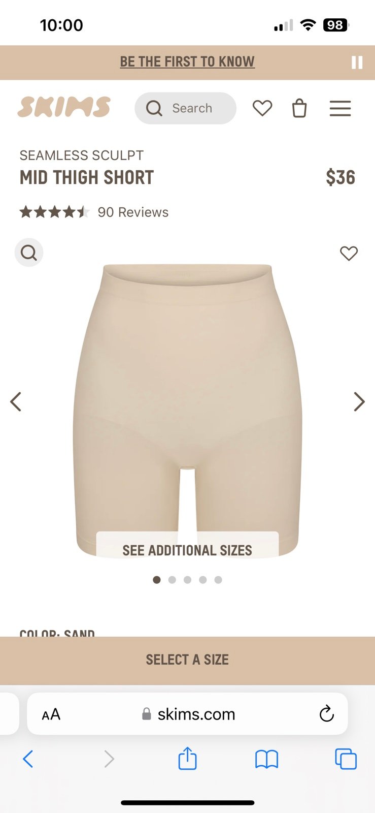 Skims seemless sculpt mid thigh sculpting shorts