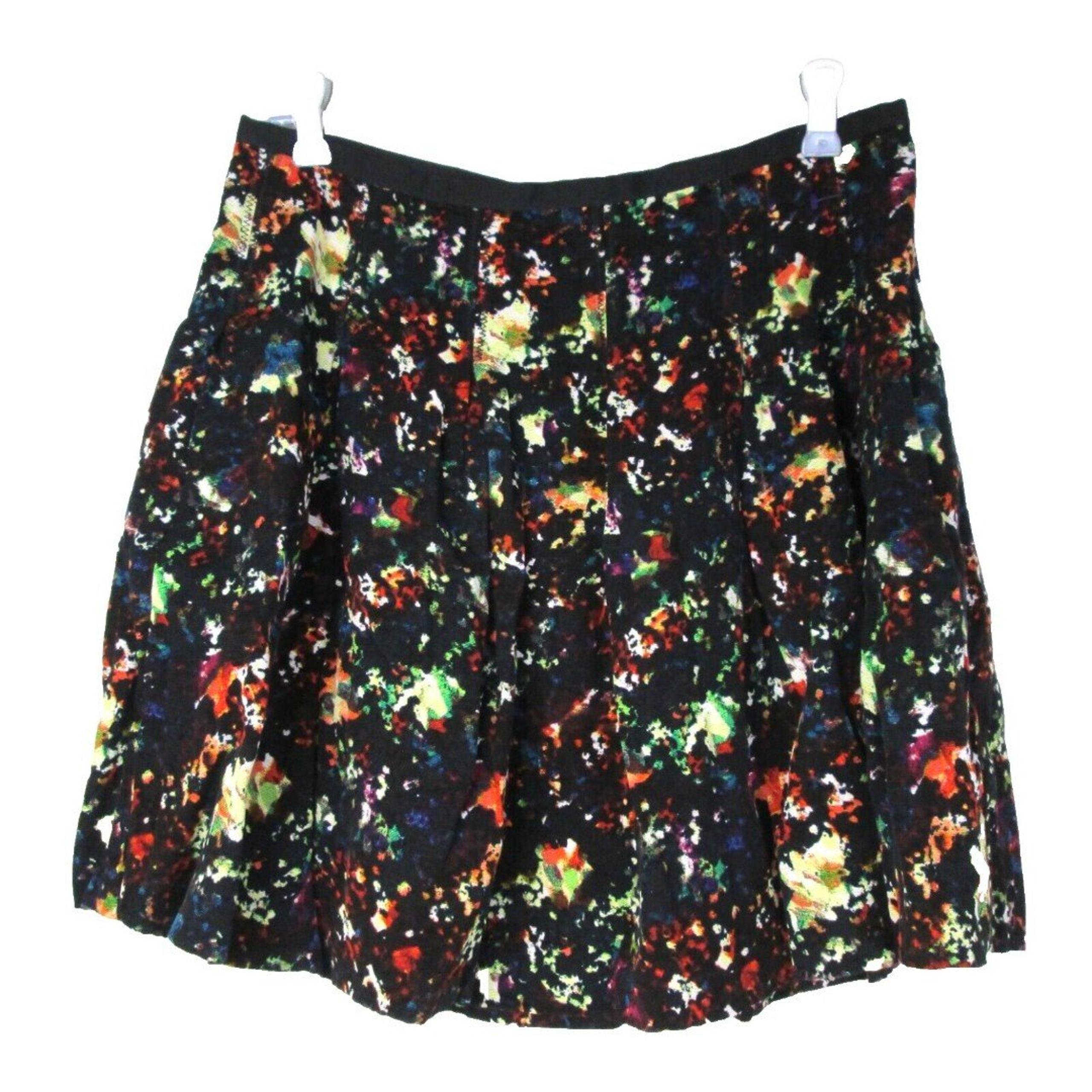 Gap Black Confetti Mini Skirt 6 Pockets Pleated Back Zipper Rayon 25-307
