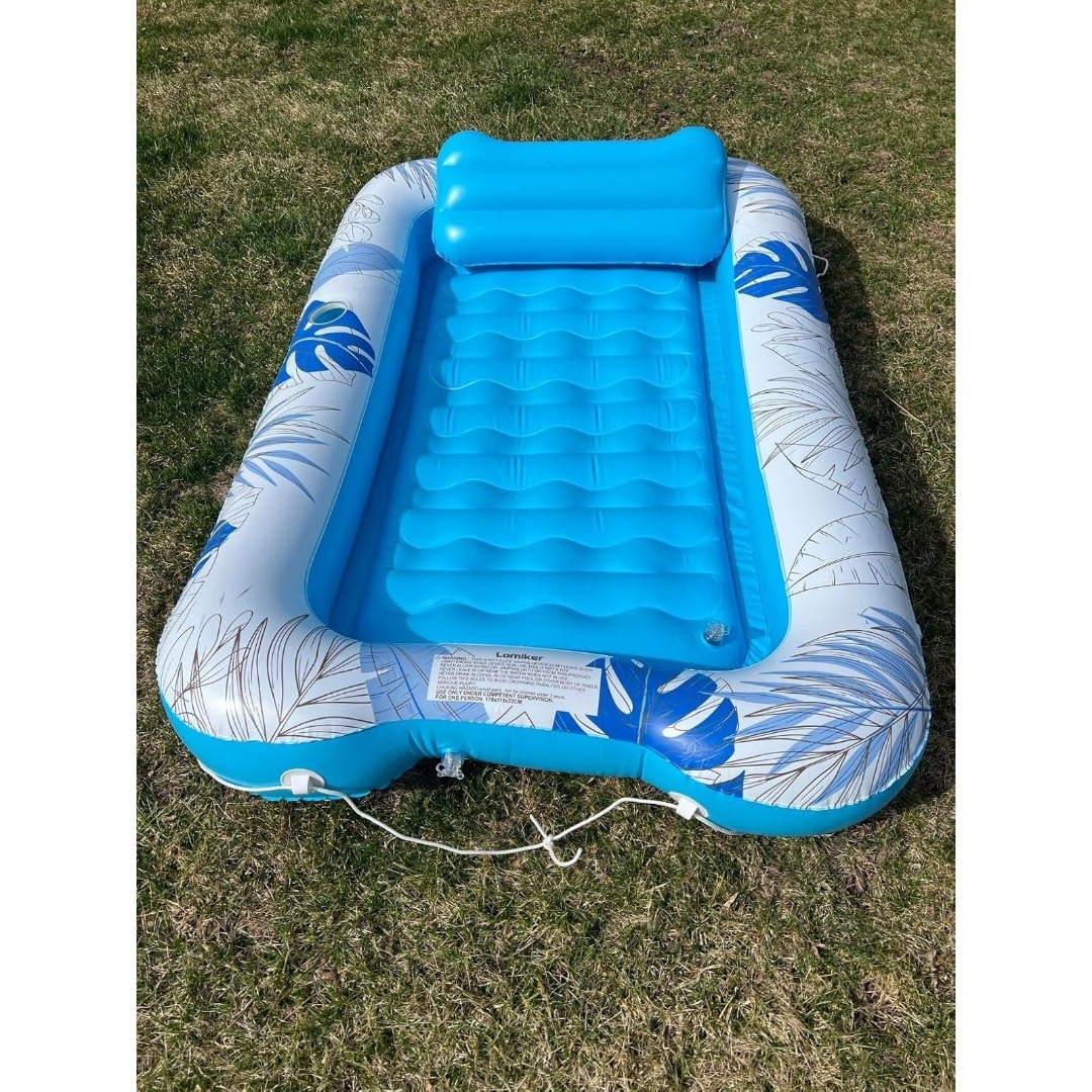 Inflatable Pool Water 70 x 48 4 in 1 Tub with Removable Pillow and Cup Holder