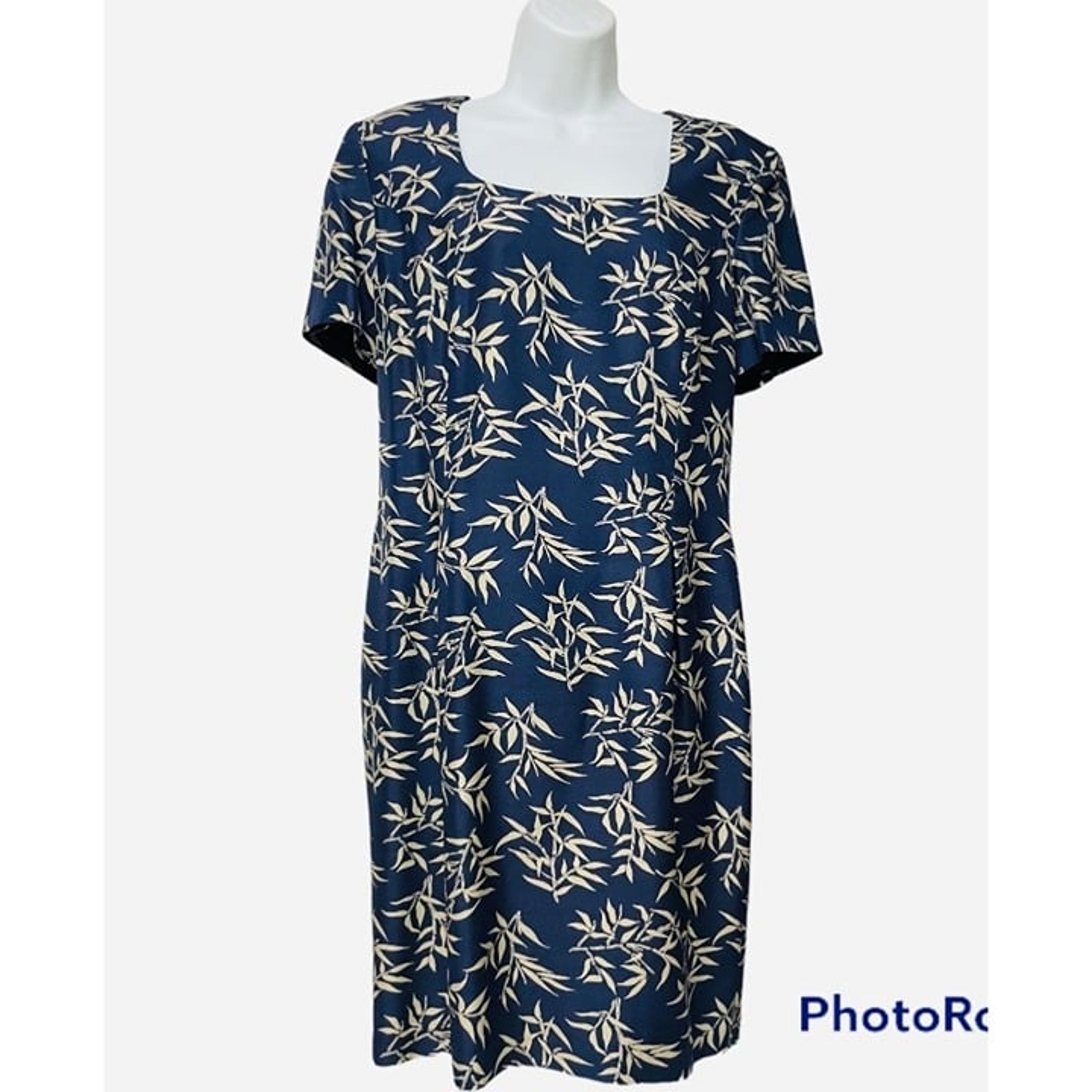 Spenser  Jeremy 100% Silk Dress Knee Length 14 Slate Blue and Beige