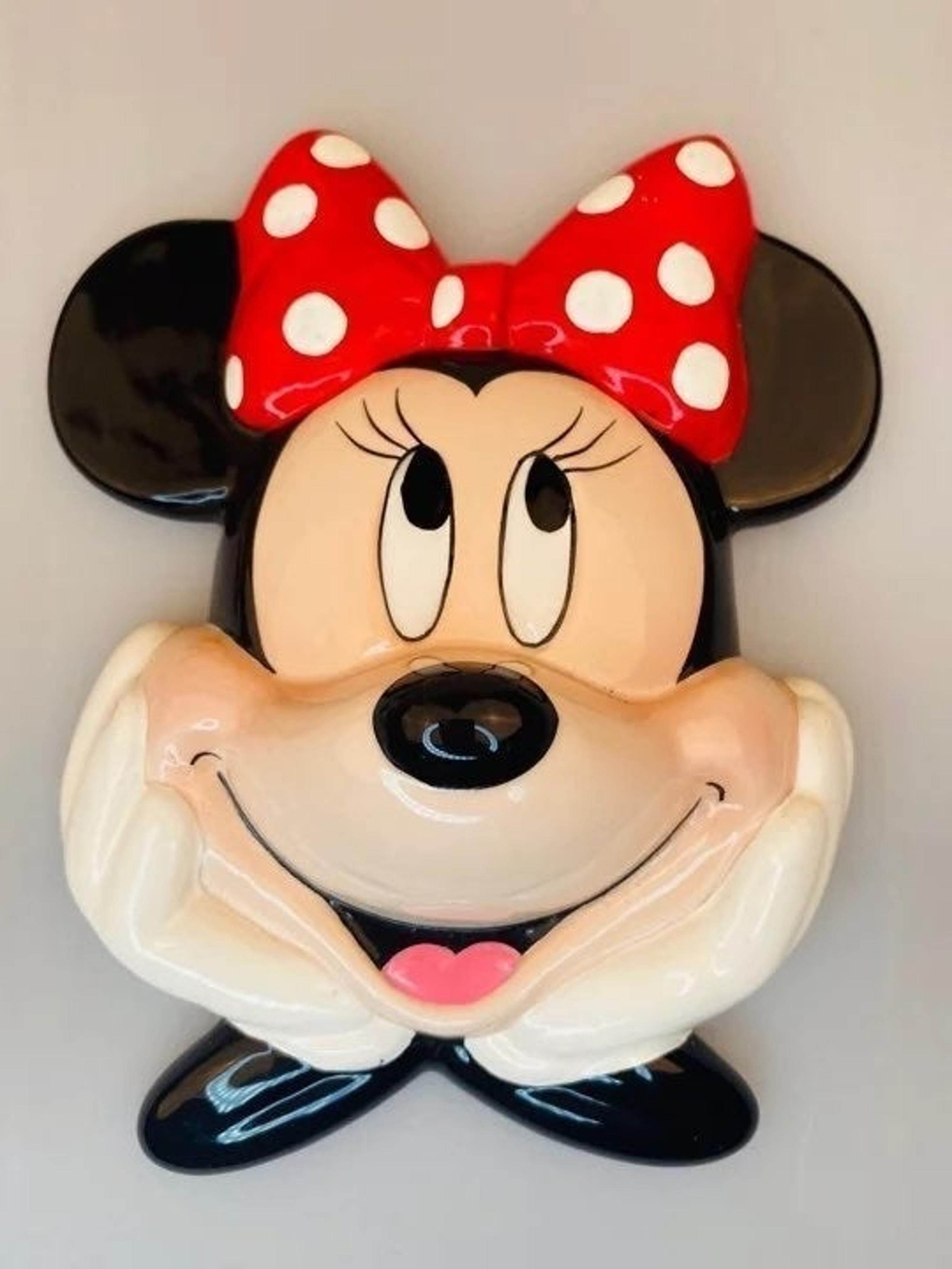 RARE Vintage Ceramic 3D Disney Parks Minnie Mouse Face Wall Hanging Decor